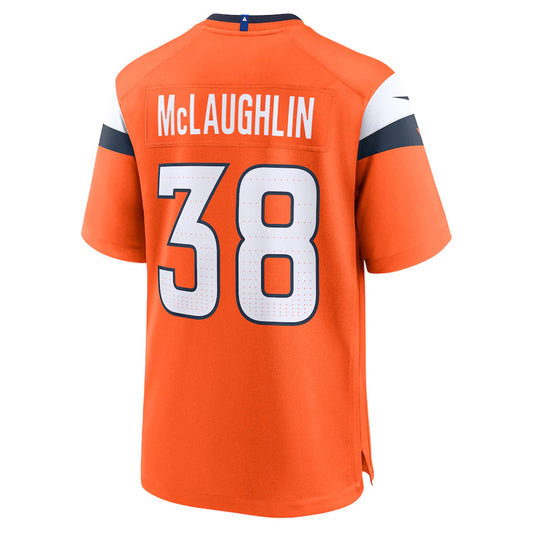 D.Broncos #38 Jaleel McLaughlin Player Orange Home Game Football Jerseys