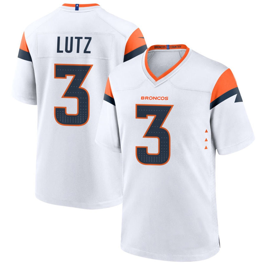 D.Broncos #3 Wil Lutz Player White Home Game Football Jerseys