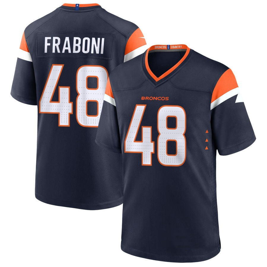 D.Broncos #48 Mitchell Fraboni Player Navy Home Game Football Jerseys