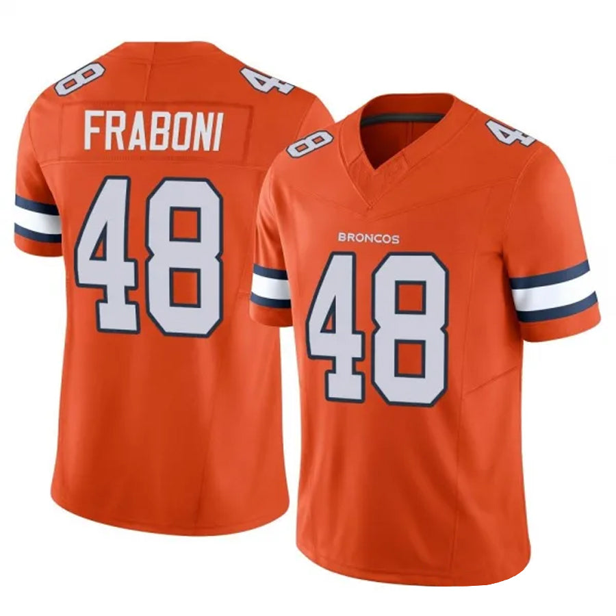 D.Broncos #48 Mitchell Fraboni Player Orange Vapor F.U.S.E. Limited Football Jerseys