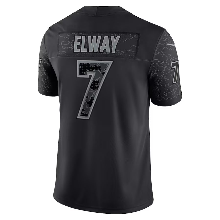 D.Broncos #7 John Elway Player Black RFLCTV Limited Football Jerseys