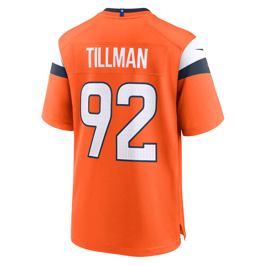 D.Broncos #92 Dondrea Tillman Player Orange Home Game Football Jerseys