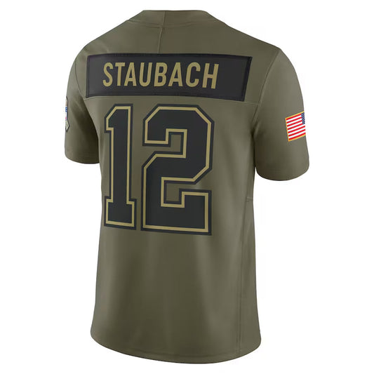 D.Cowboys #12 Roger Staubach Player Olive Salute to Service Retired Limited Football Jerseys