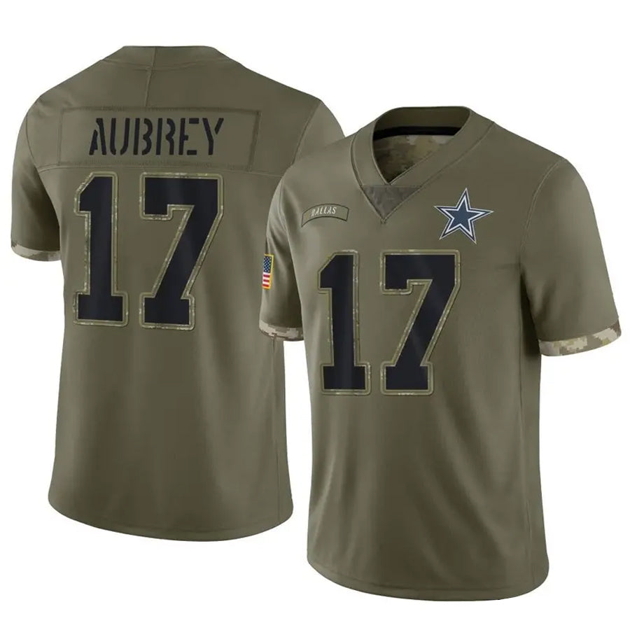 D.Cowboys #17 Brandon Aubrey Player Salute To Service Olive Football Jerseys