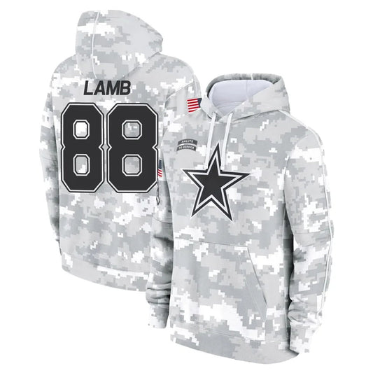 D.Cowboys #88 CeeDee Lamb Player Salute to Service Hoodies Game Football Jerseys
