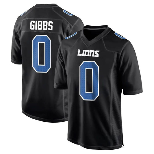 D.Lions #0 Jahmyr Gibbs Player Black Fashion Game Football Jerseys