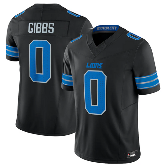 D.Lions #0 Jahmyr Gibbs Player Black Vapor F.U.S.E. Limited Replica Football Jerseys
