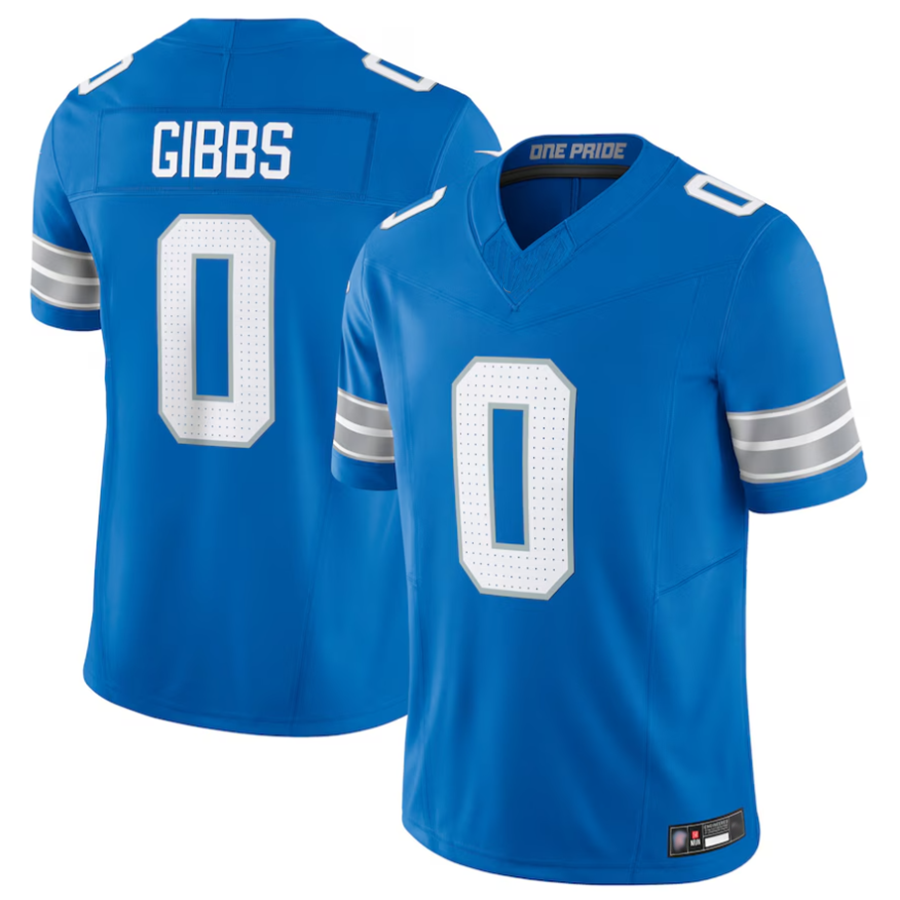D.Lions #0 Jahmyr Gibbs Player Blue Vapor F.U.S.E. Limited Replica Football Jerseys