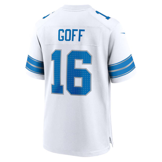 D.Lions #16 Jared Goff Player White Home Game Football Jerseys