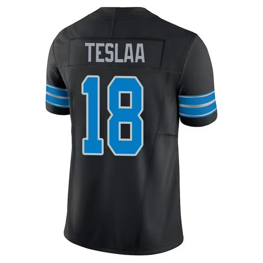 D.Lions #18 Isaac TeSlaa Player Black Vapor F.U.S.E. Limited Football Jerseys