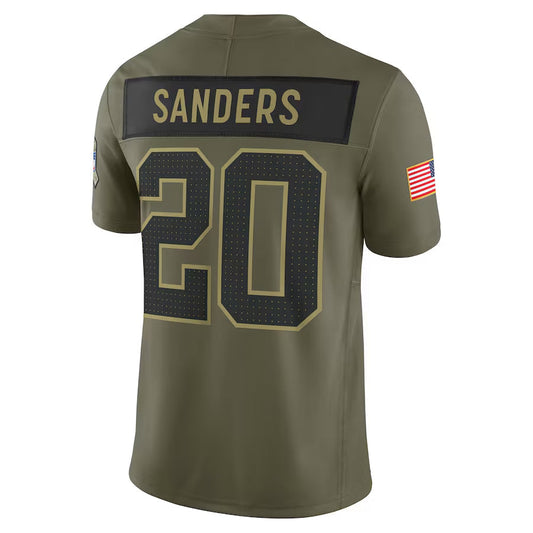 D.Lions #20 Barry Sanders Player Olive Salute to Service Retired Limited Football Jerseys