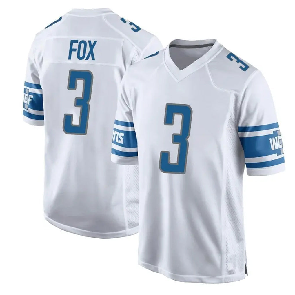 D.Lions #3 Jack Fox Player White Game Football Jerseys