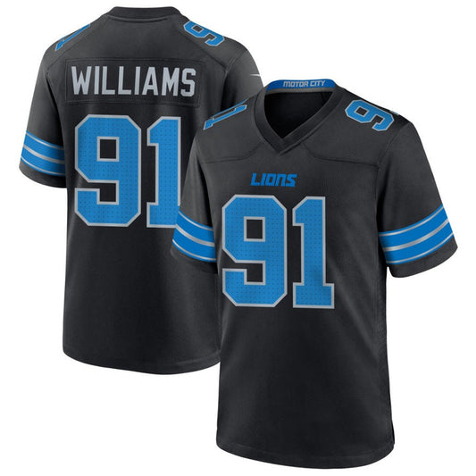 D.Lions #91 Tyleik Williams Player Black Home Game Football Jerseys