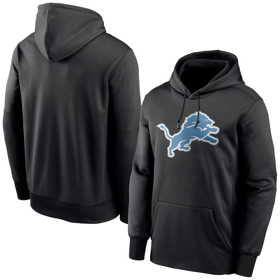 D.Lions Black Fan Gear Performance Pullover Hoodie Player Game Football Jerseys