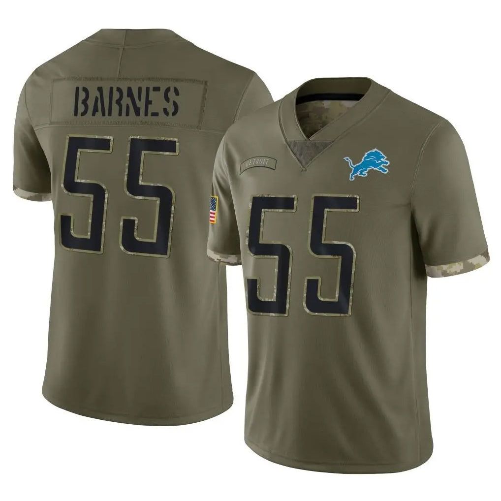 D.Lions Derrick Barnes #55 Player Salute To Service Limited Olive Football Jerseys