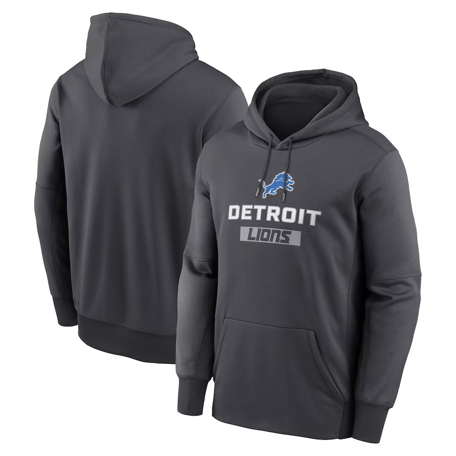 D.Lions Player Anthracite Toss Sweep Performance Pullover Hoodie Game Football Jerseys