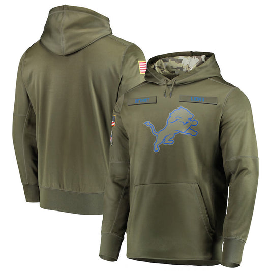D.Lions Player Olive Salute to Service Sideline Pullover Hoodie Game Football Jerseys