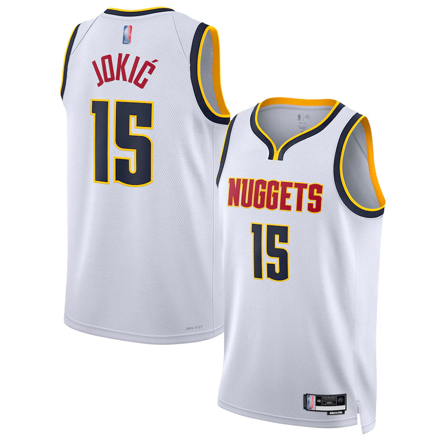 D.Nuggets #15 Nikola Jokic Player White Swingman Icon Edition Basketball Jerseys