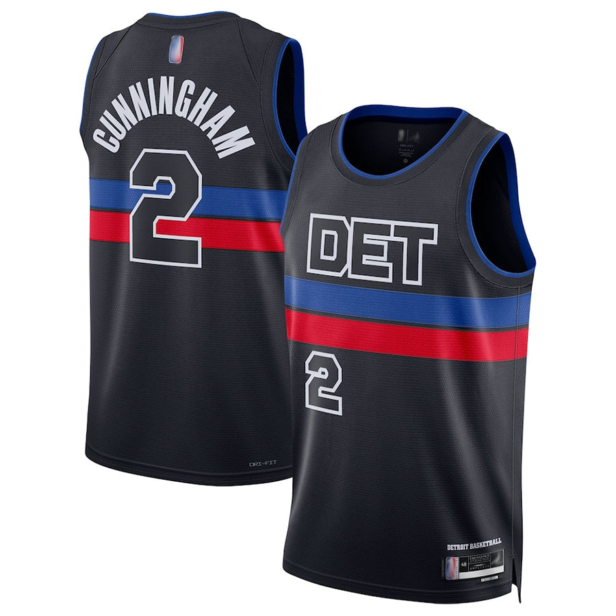 D.Pistons #2 Cade Cunningham Player Black Swingman Statement Edition Basketball Jerseys