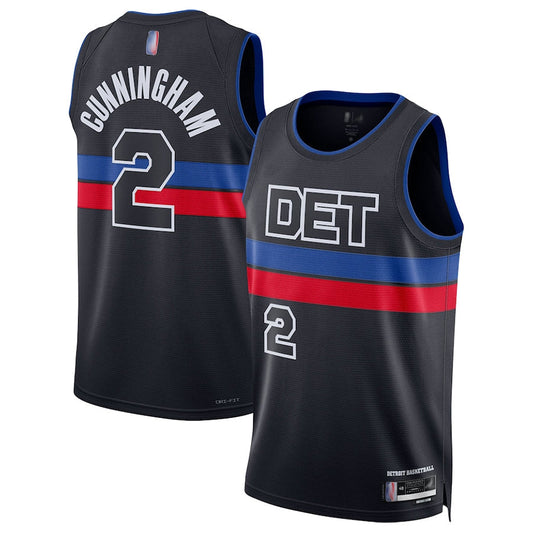 D.Pistons #2 Cade Cunningham Player Black Swingman Statement Edition Basketball Jerseys