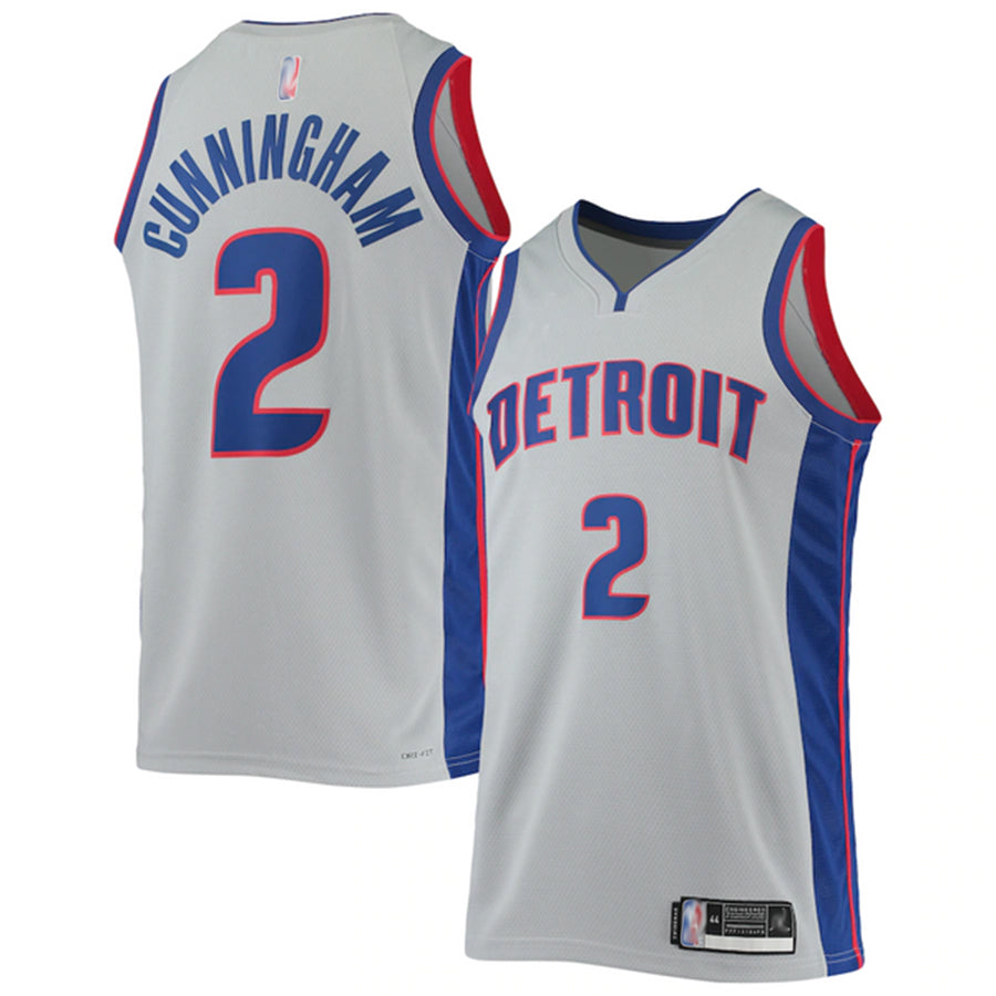 D.Pistons #2 Cade Cunningham Player Gray Statement Edition Swingman Basketball Jerseys