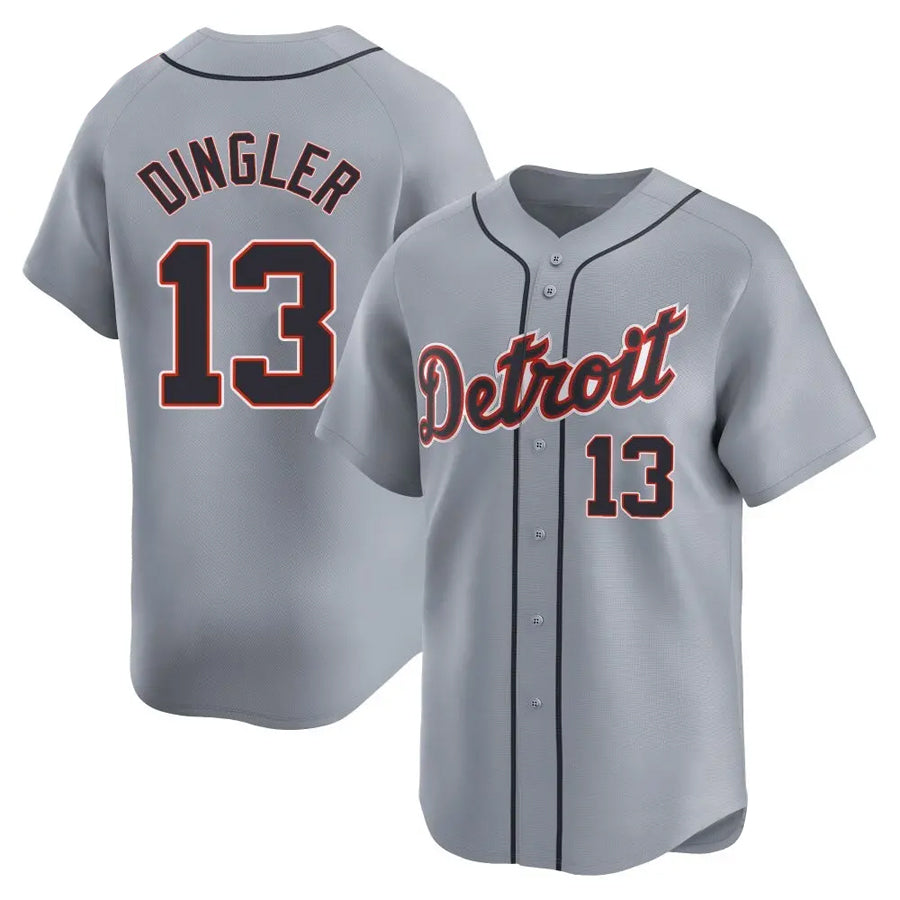 D.Tigers #13 Dillon Dingler Player Gray Limited Road Game Baseball Jerseys