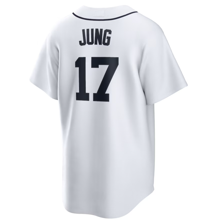 D.Tigers #17 Jace Jung Player White Home Replica Baseball Jerseys