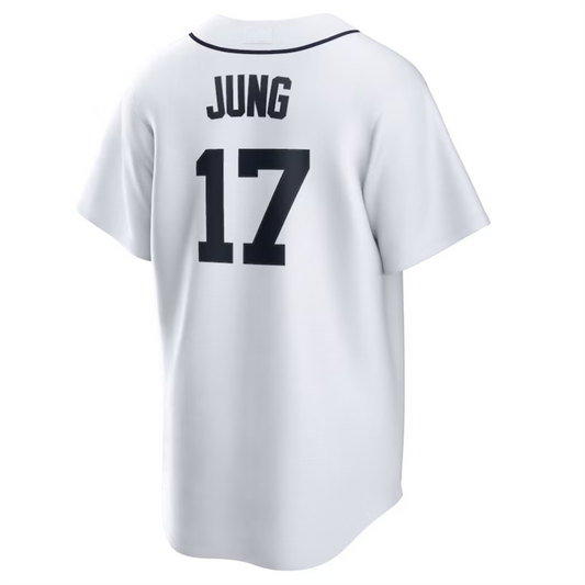 D.Tigers #17 Jace Jung Player White Home Replica Baseball Jerseys