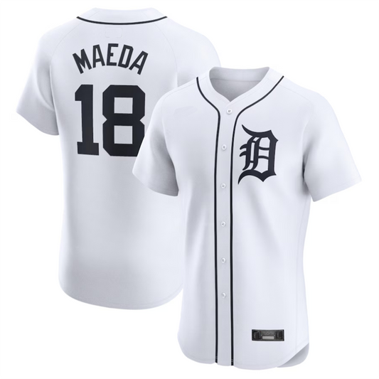 D.Tigers #18 Kenta Maeda Player White Home Elite Baseball Jerseys
