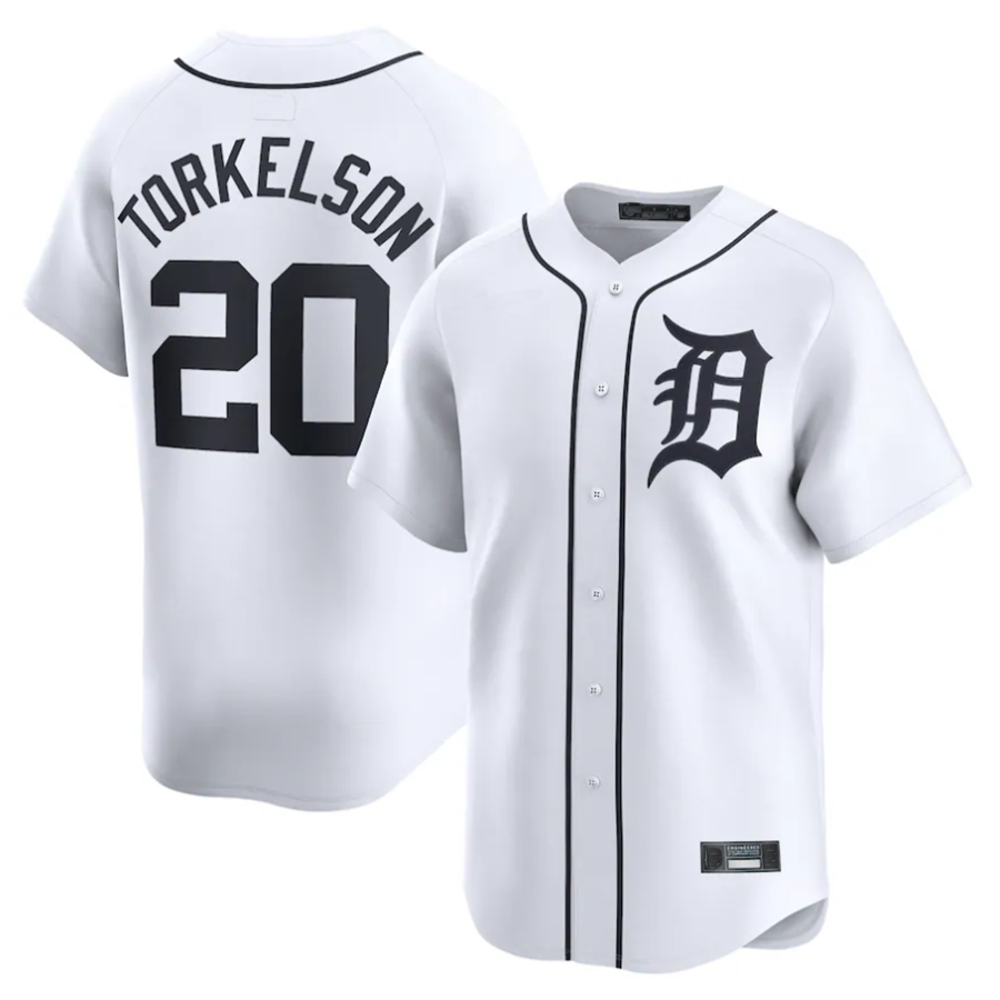 D.Tigers #20 Spencer Torkelson Player White Home Limited Baseball Jerseys