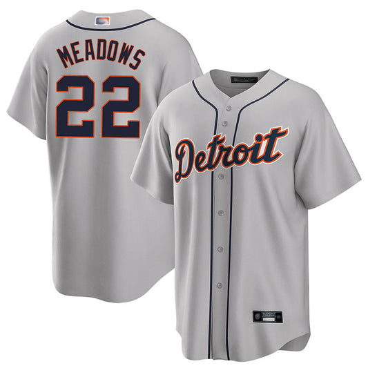 D.Tigers #22 Parker Meadows Player Gray Road Replica Baseball Jerseys