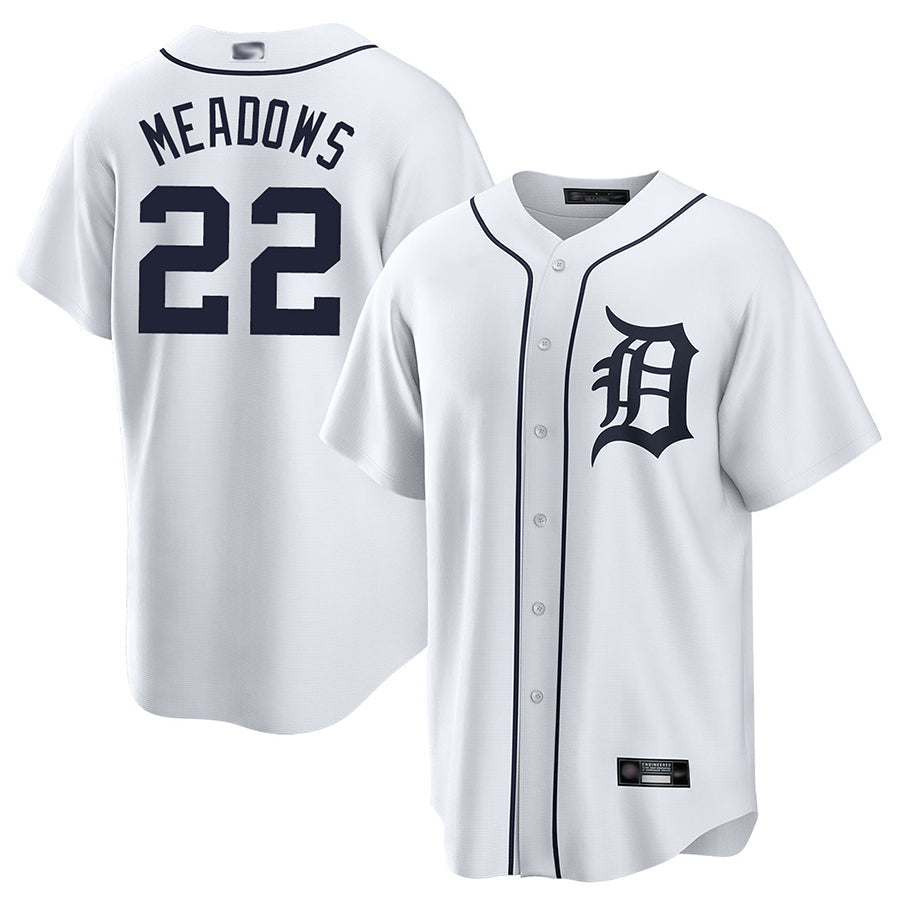 D.Tigers #22 Parker Meadows Player White Replica Baseball Jerseys