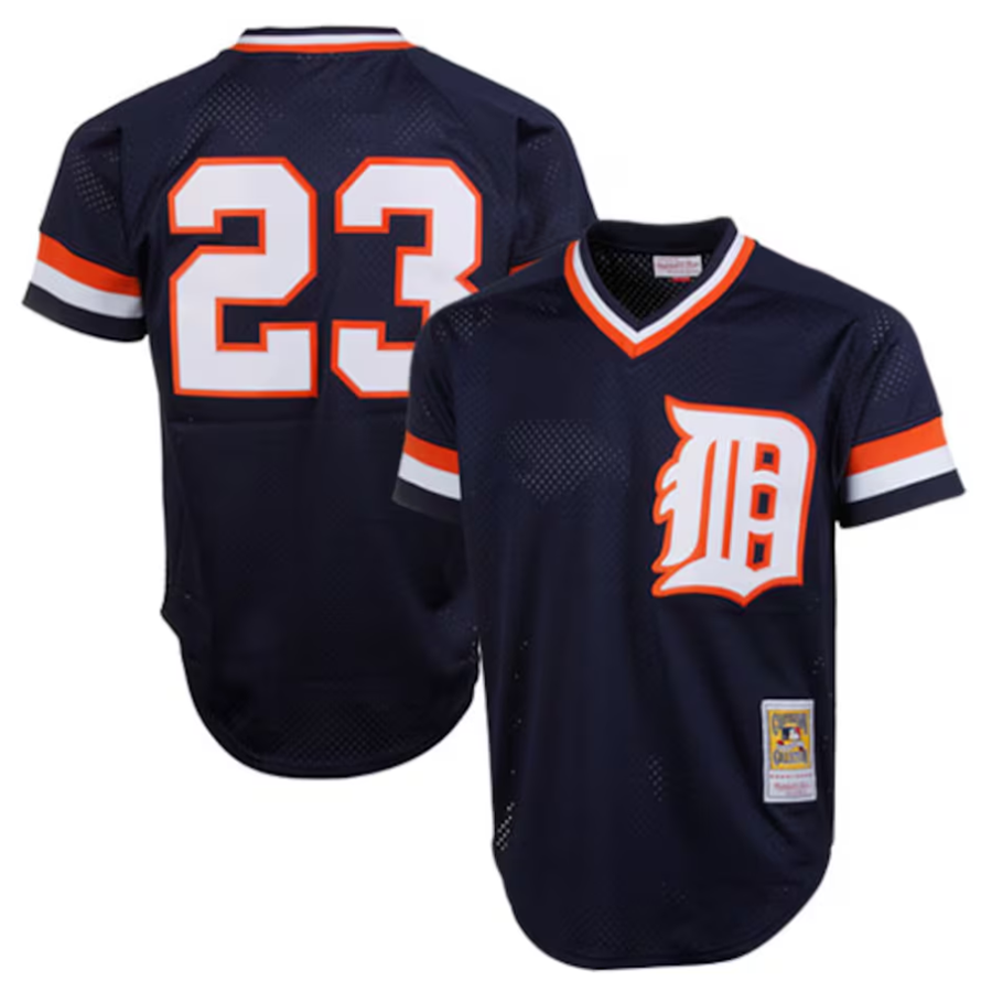 D.Tigers #23 Kirk Gibson Player Mitchell & Ness Navy 1984 Authentic Cooperstown Collection Mesh Batting Practice Baseball Jerseys