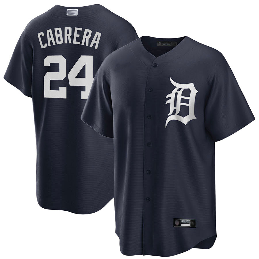 D.Tigers #24 Miguel Cabrera Player Navy Home Game Baseball Jerseys