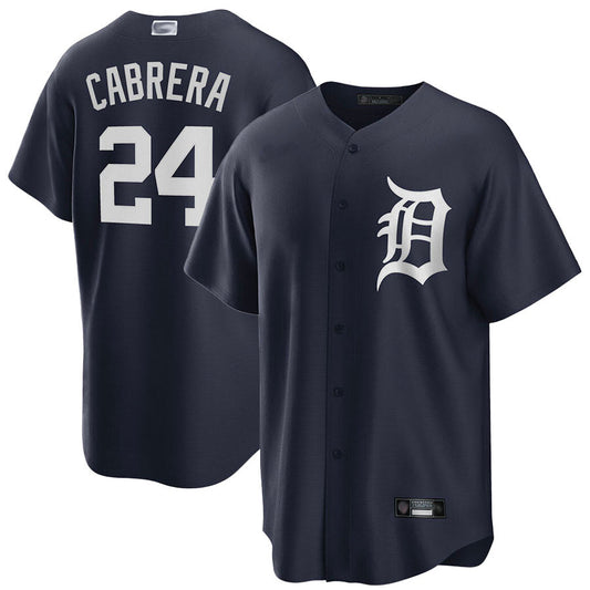 D.Tigers #24 Miguel Cabrera Player Navy Home Game Baseball Jerseys