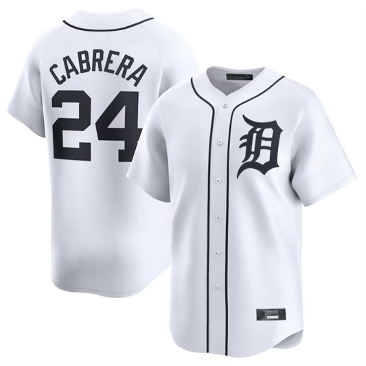 D.Tigers #24 Miguel Cabrera Player White Home Limited Baseball Jerseys