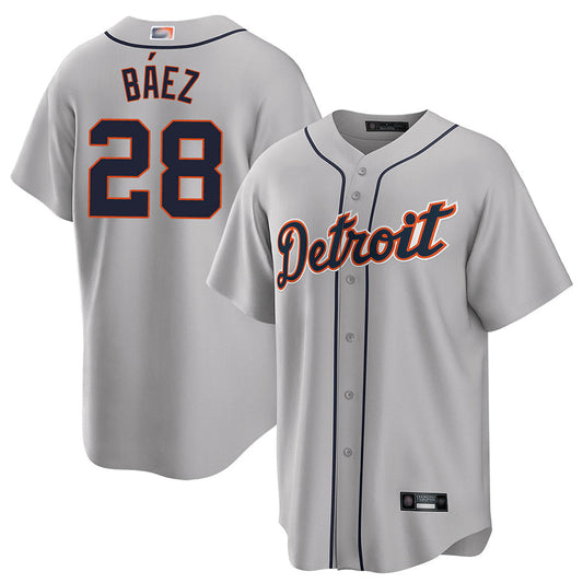 D.Tigers #28 Javier Baez Player Gray Road Home Replica Baseball Jerseys