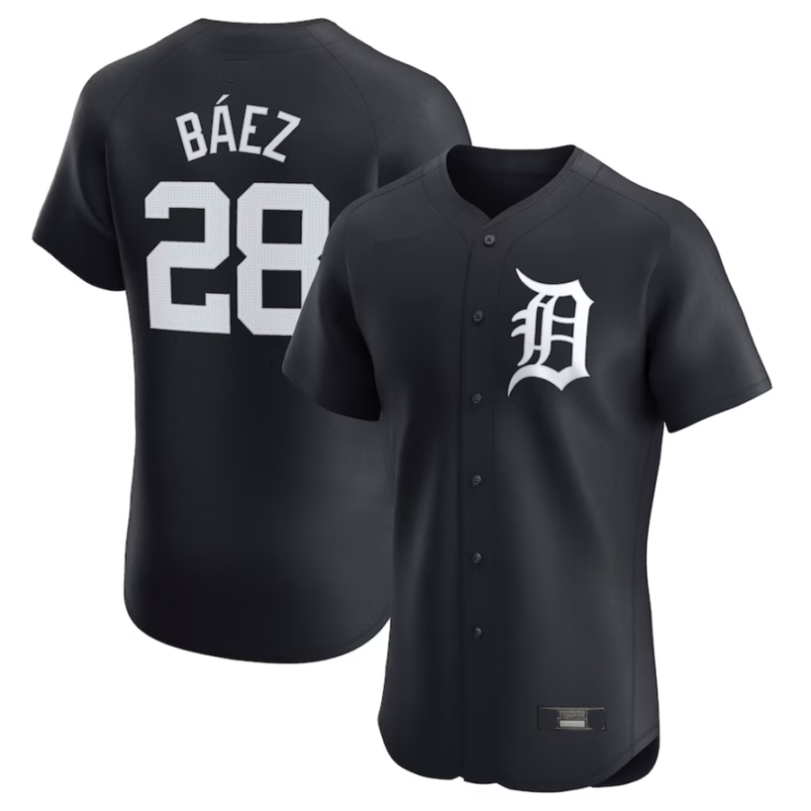 D.Tigers #28 Javier Baez Player Navy Alternate Elite Baseball Jerseys