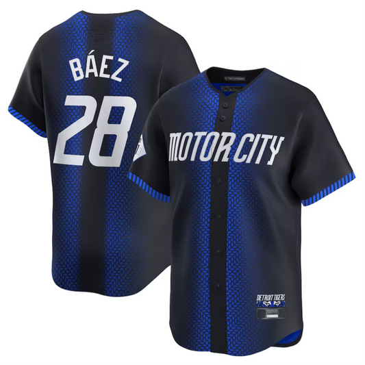 D.Tigers #28 Javier B����ez Player Navy City Connect Limited Baseball Jerseys