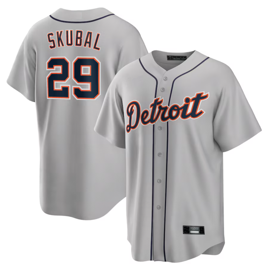 D.Tigers #29 Tarik Skubal Player Gray Road Replica Baseball Jerseys