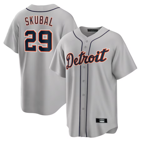 D.Tigers #29 Tarik Skubal Player Gray Road Replica Baseball Jerseys
