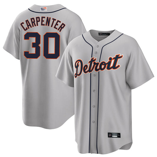 D.Tigers #30 Kerry Carpenter Player Gray Road Replica Baseball Jerseys