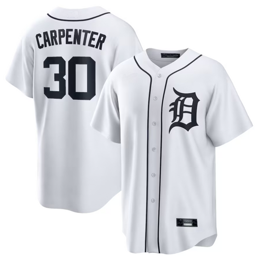 D.Tigers #30 Kerry Carpenter Player White Home Replica Baseball Jerseys