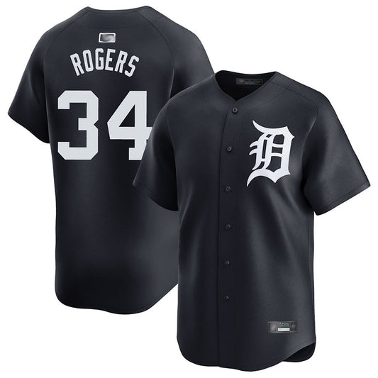 D.Tigers #34 Jake Rogers Player Navy Replica Baseball Jerseys
