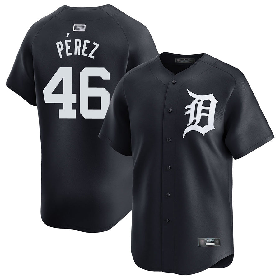 D.Tigers #46 Wenceel Perez Player Navy Home Replica Baseball Jerseys