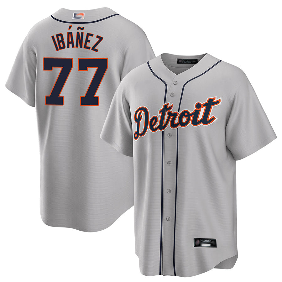 D.Tigers #77 Andy Ibanez Player Gray Road Replica Baseball Jerseys