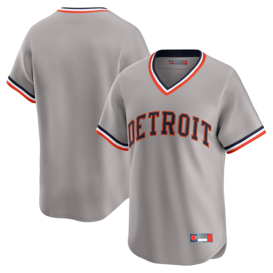 D.Tigers Blank Player Gray Throwback Cooperstown Collection Limited Baseball Jerseys