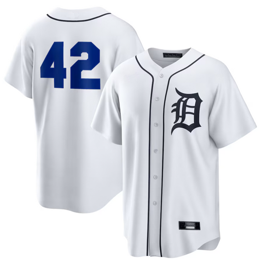 D.Tigers #42 Player White Home 2025 Jackie Robinson Day Replica Baseball Jerseys