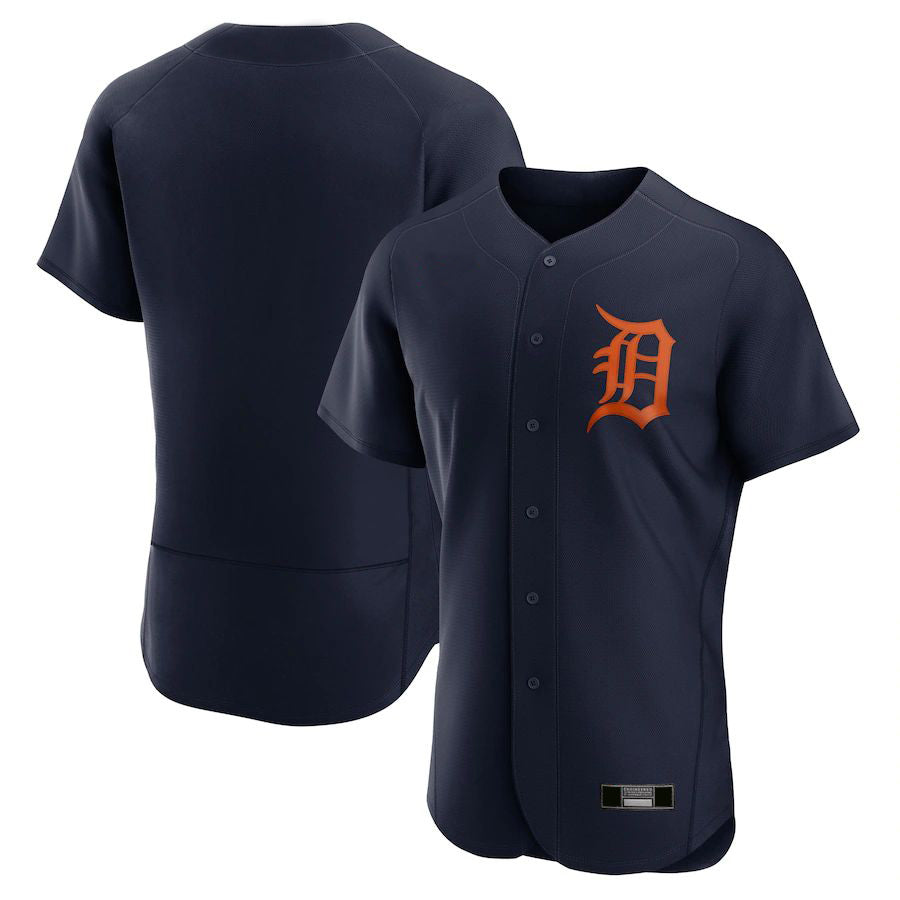 D.Tigers Blank Player Navy Alternate Authentic Logo Team Baseball Jerseys