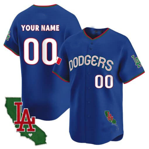 Custom LA.Dodgers Mexico California Patch Vapor Premier Limited V3 Baseball Jerseys